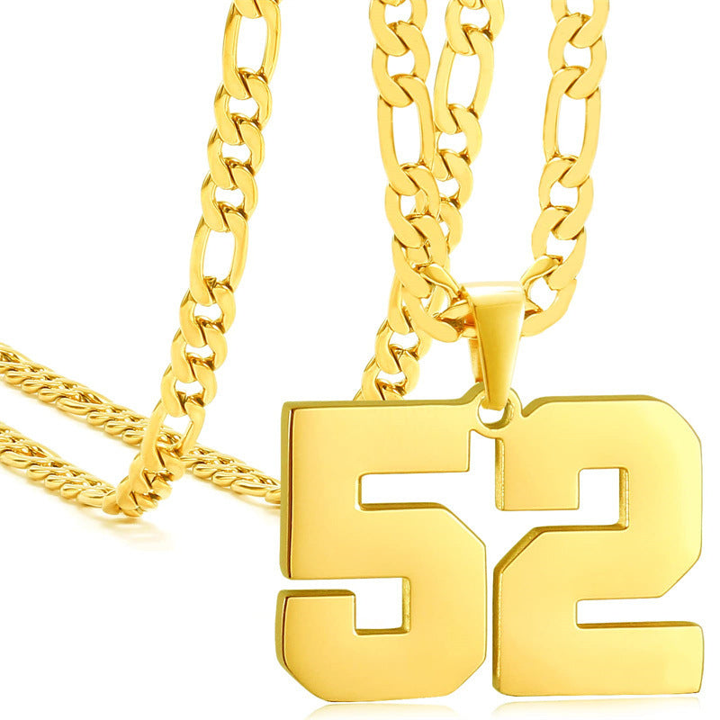 Minimalist Numeric Pendant Necklace for Men and Women Stainless Steel Chain with Polished Titanium Steel Charm