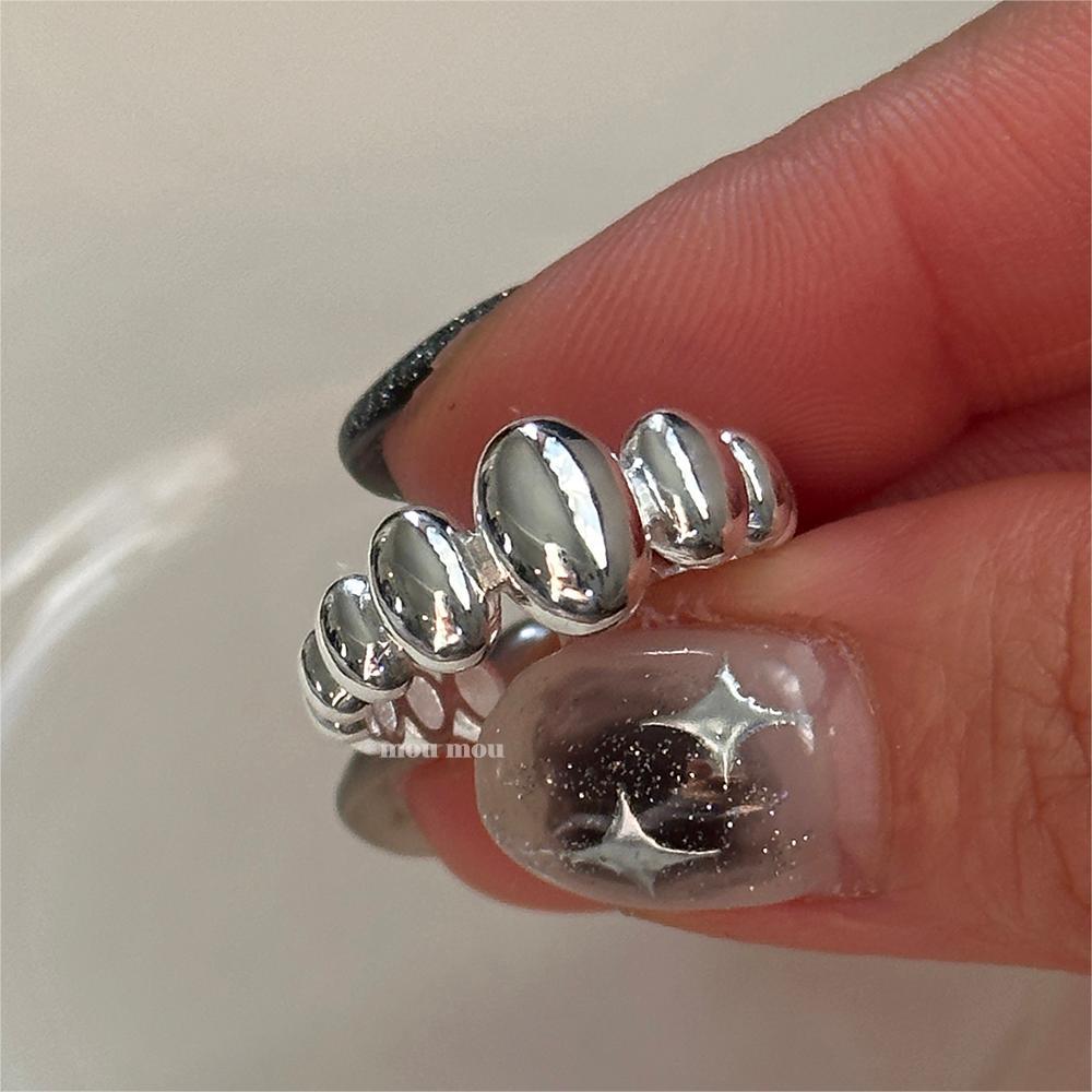 Anello Cuore Ovale Geometrico Aperto Minimalista in Argento Sterling 925 per Donna
