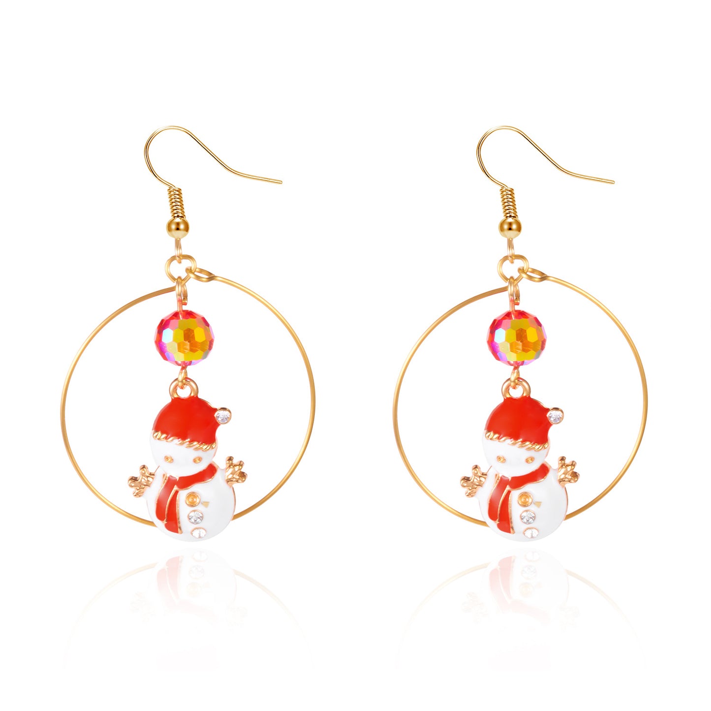 Pendientes de aro de aleación con temática navideña con dijes de árbol, campana, bastón de caramelo y muñeco de nieve para hombres y mujeres, regalo de joyería festiva para las fiestas