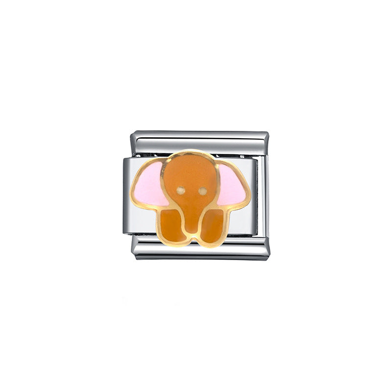 Sweet Cartoon Animal Stainless Steel Plated DIY Charm Bar Bracelet