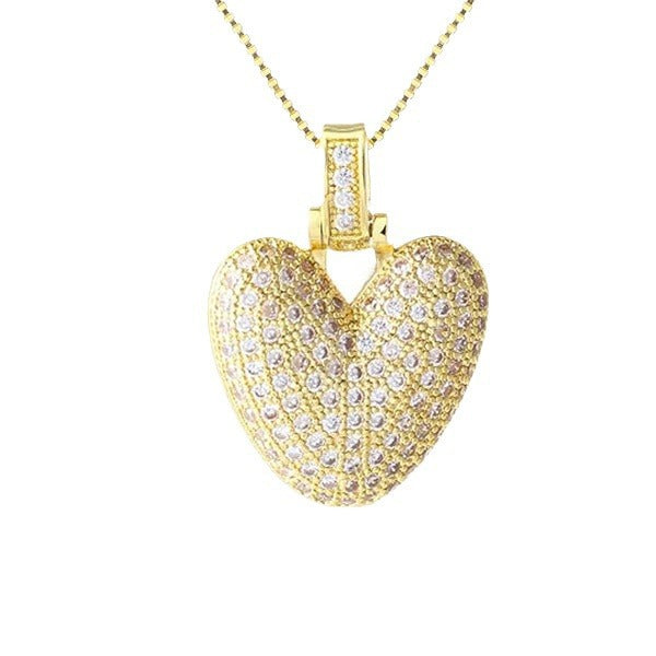 14K Gold Plated Brass Letter Pendant Necklace with Cubic Zirconia Inlay Box Chain for Women