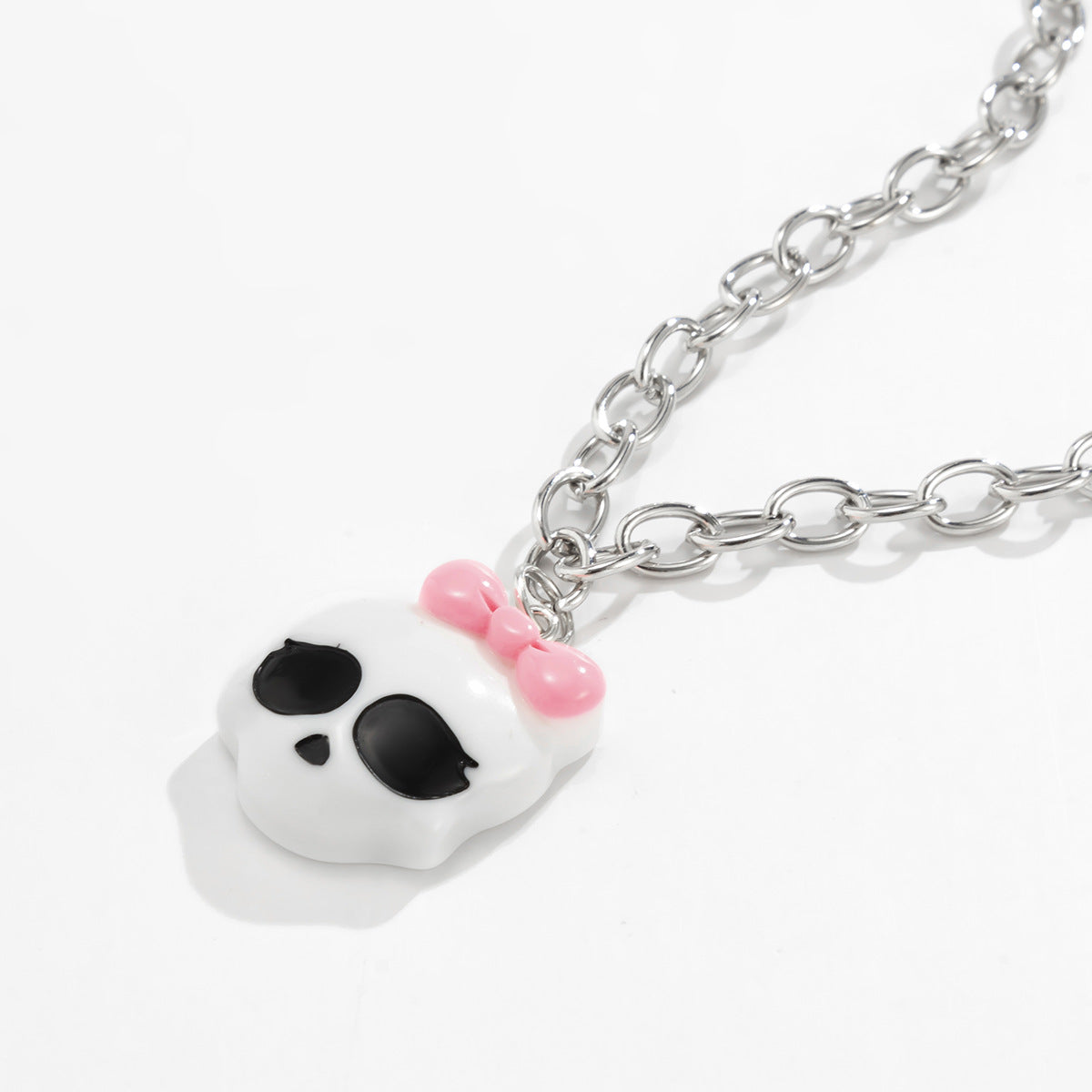 Dark Academia Alien Pendant Necklace with Acrylic 3D Design on O-Chain for Women Halloween Party Accessory