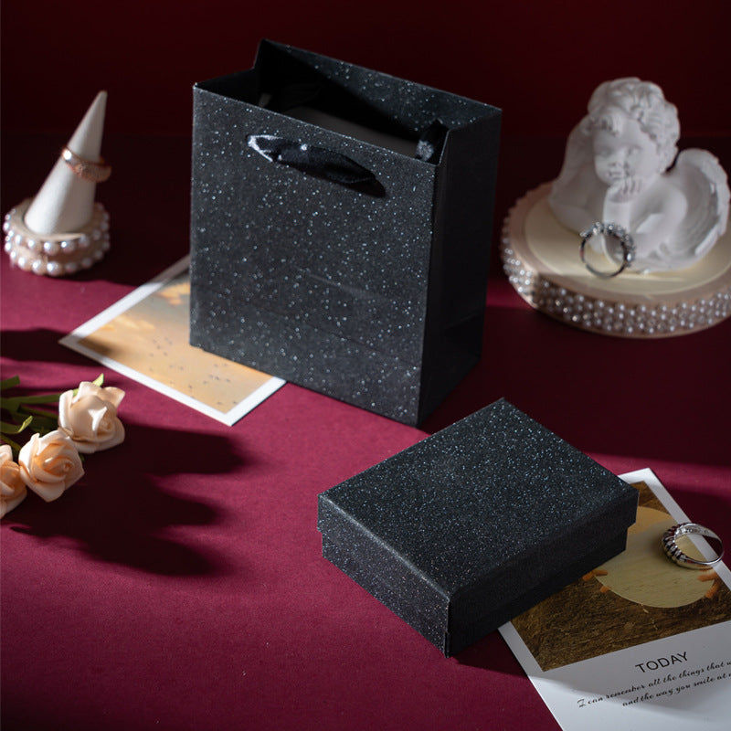 Gold Foil Jewelry Box with Hinged Lid for Rings Earrings Necklaces Bracelets Display and Gift Packaging