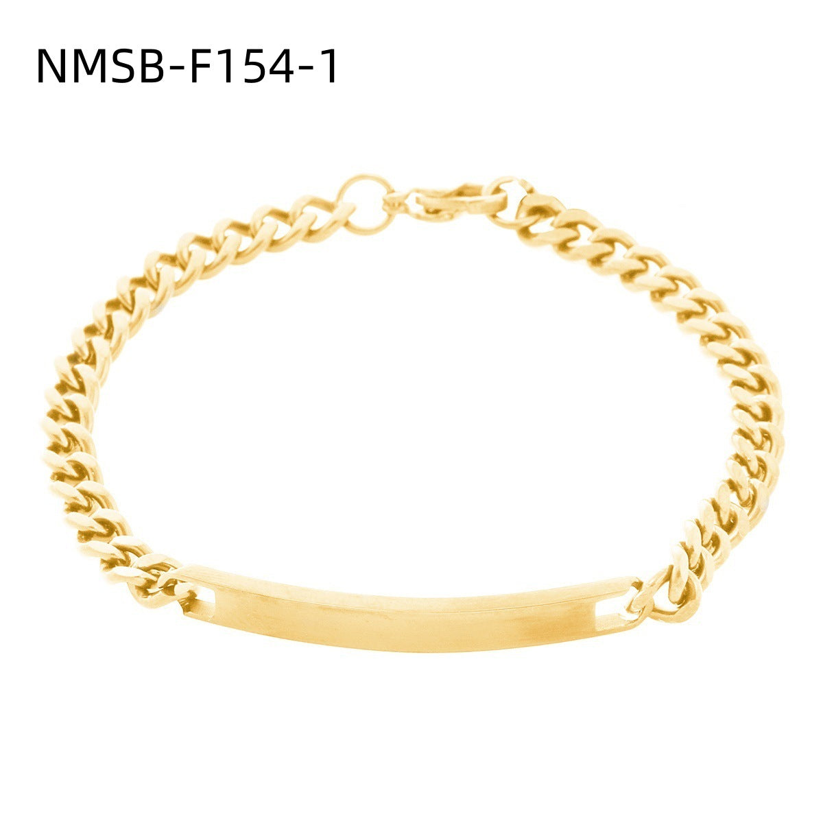 18K Gold Plated Geometric Rectangle Titanium Steel DIY Charm Bar Bracelet for Women