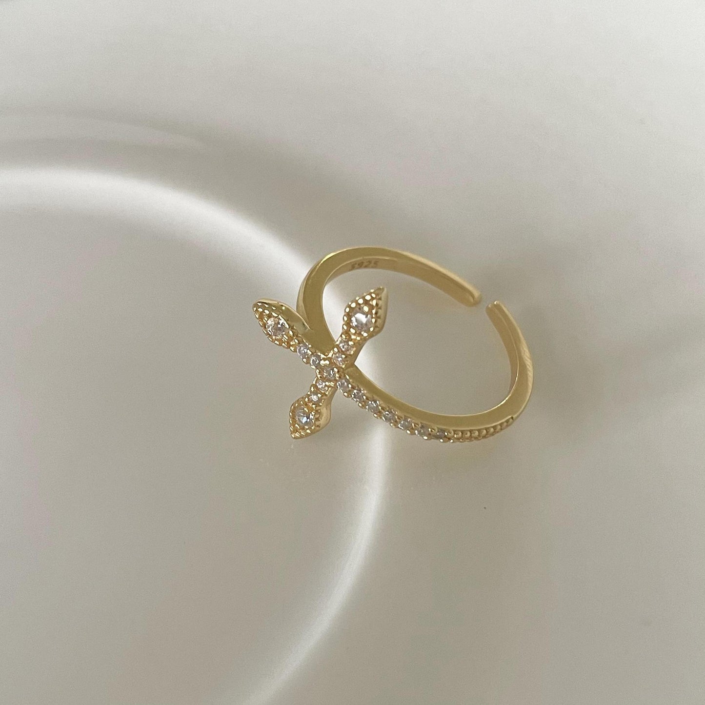 Minimalist 925 Sterling Silver Geometric Cross Ring for Women