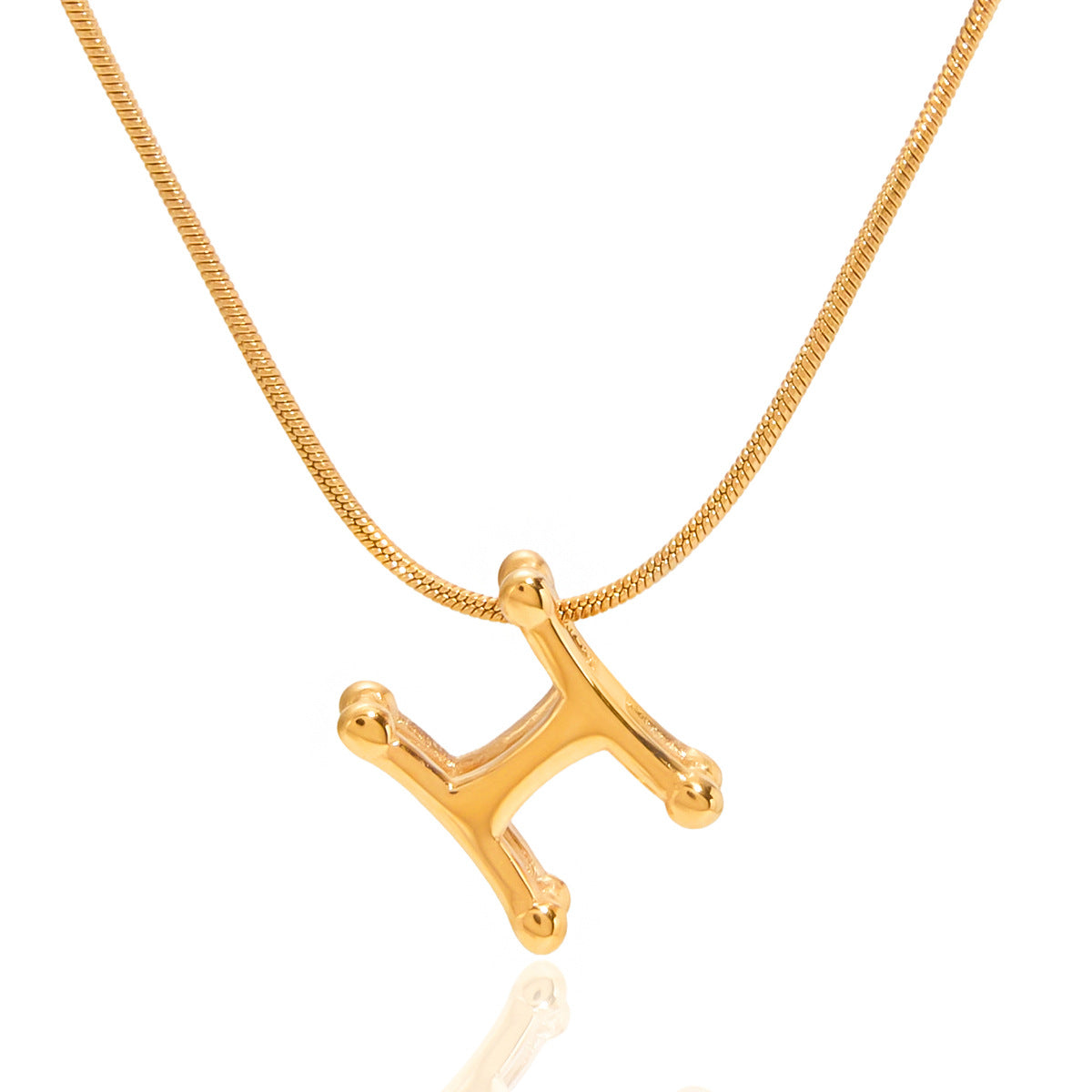 Collana con Ciondolo a Lettera Geometrica Minimalista da Donna in Acciaio al Titanio con Finitura Placcata