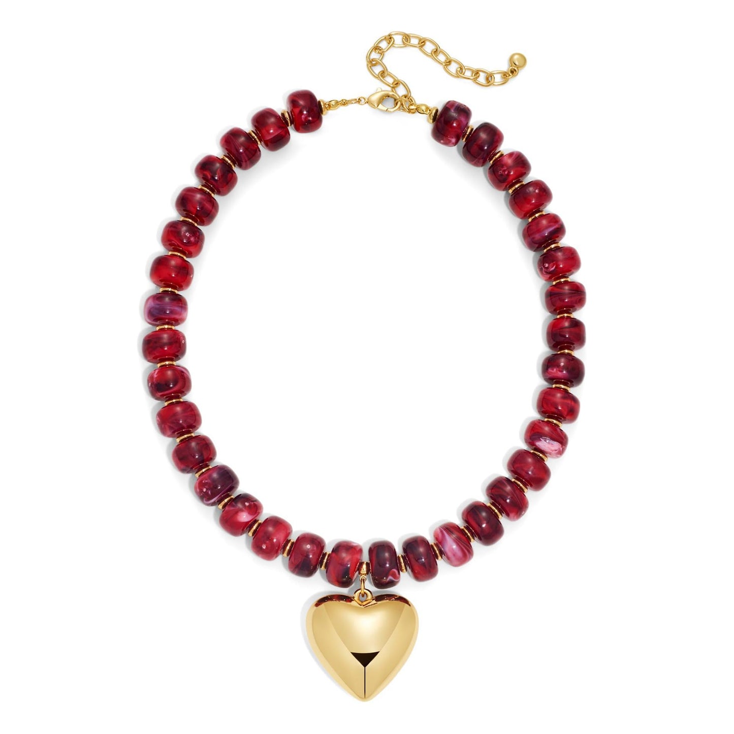 Luxury Geometric Heart Acrylic Pendant Necklace Colorful Beads Chain for Women