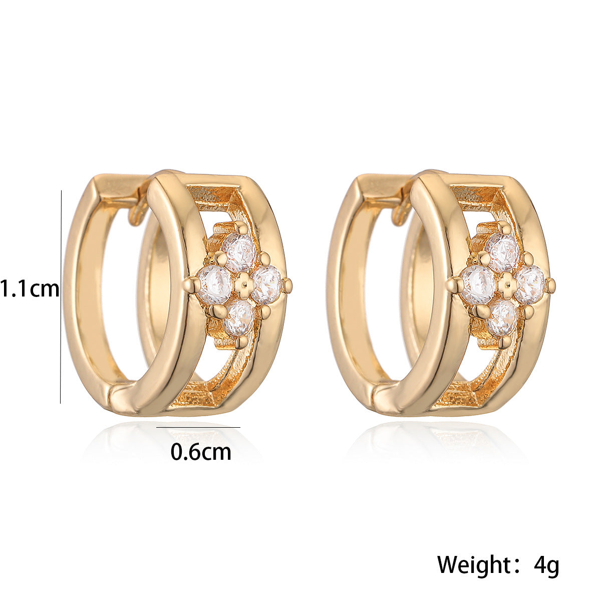 Vintage Geometric Copper Hoop Earrings with 18K Gold Plating and Micro-Paved Zirconia for Women