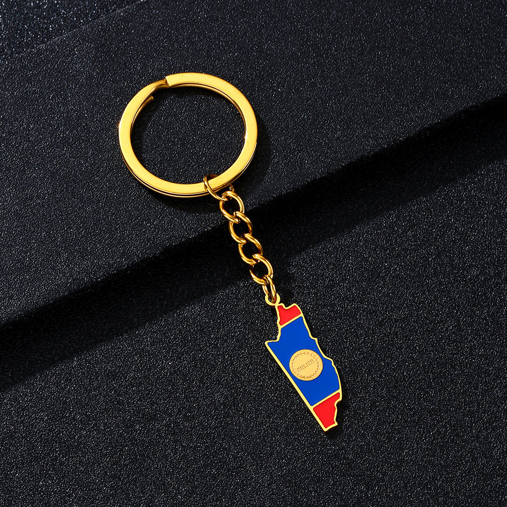 Llavero colgante de estilo étnico de acero inoxidable para hombres y mujeres, accesorio decorativo versátil