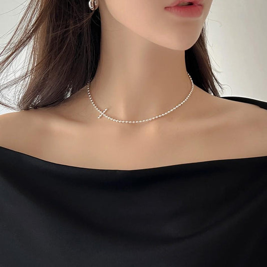 Minimalist 925 Sterling Silver Round Ball Chain Necklace