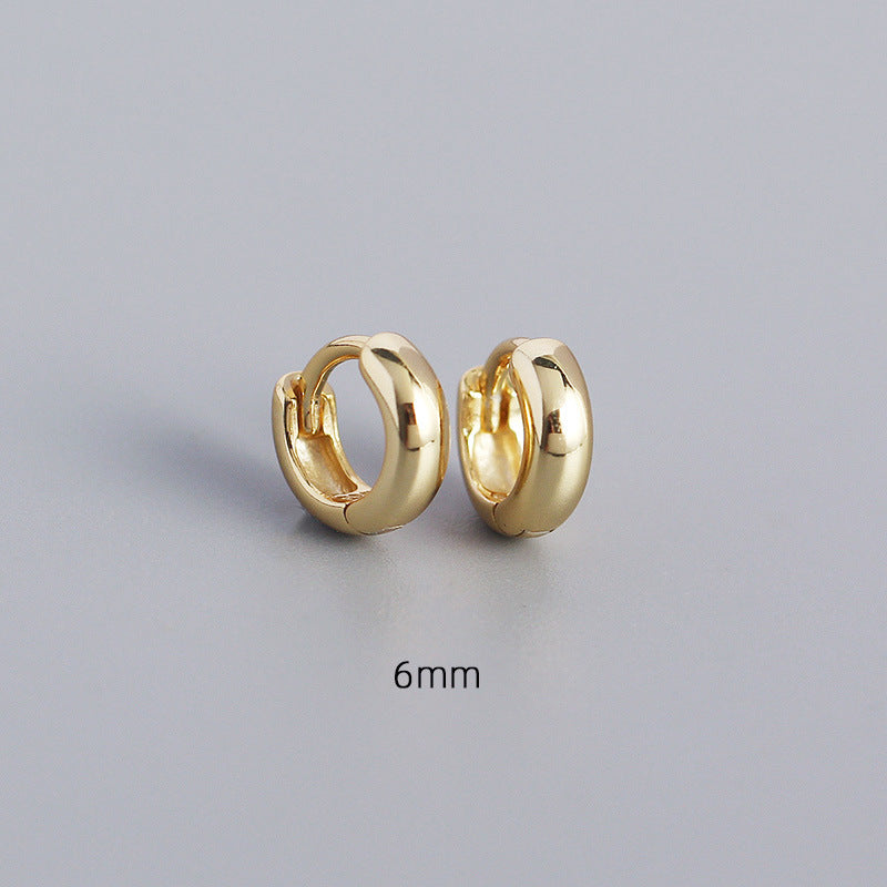 Minimalist Geometric Shiny Silver Hoop Earrings in 925 Sterling Silver with Plated Finish