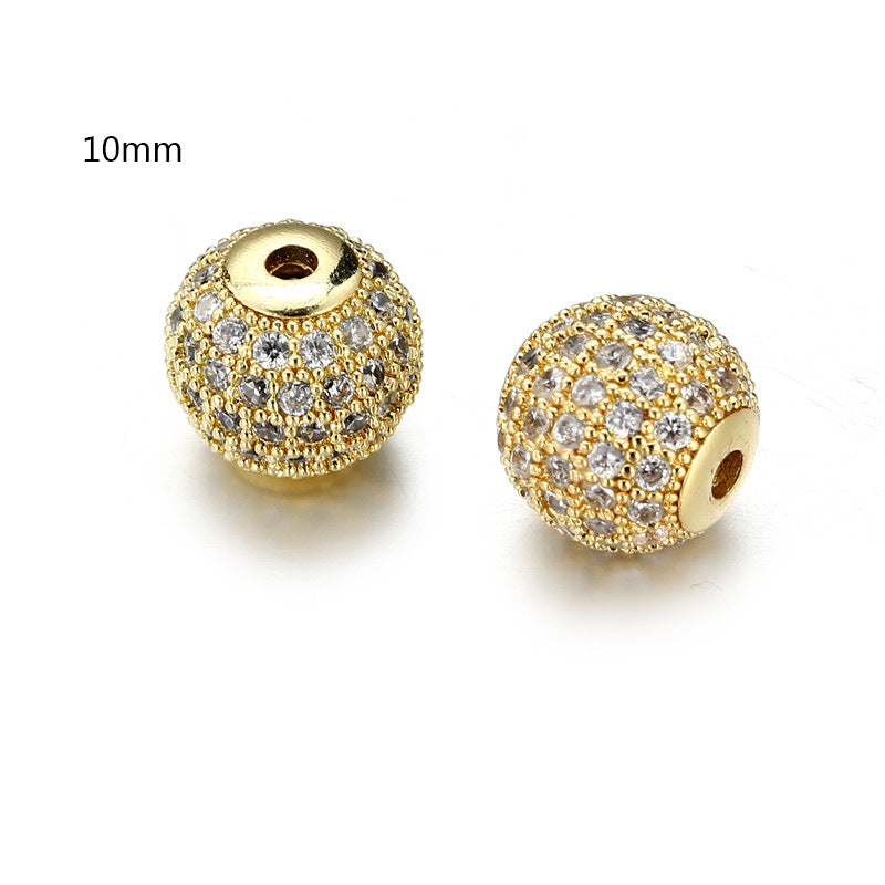 Brass Gold Plated Round Cubic Zirconia Ball Pendant Bead Charm