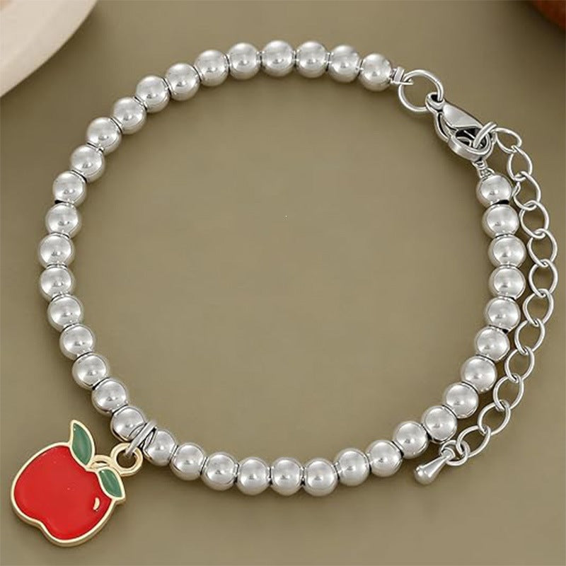 Minimalist Heart Round Brass Beaded Bracelet for Women