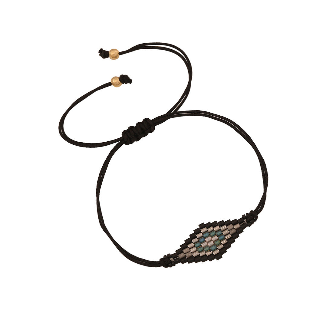 Bohemian Beaded Braided Bracelet for Women with Rhombus Shape and Geometric Pattern