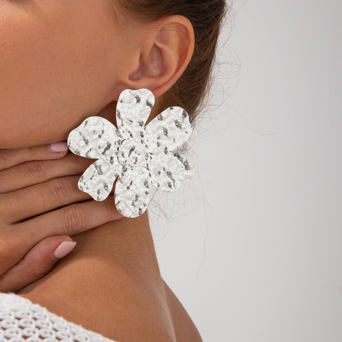 Elegant Plated Alloy Floral Stud Earrings for Women