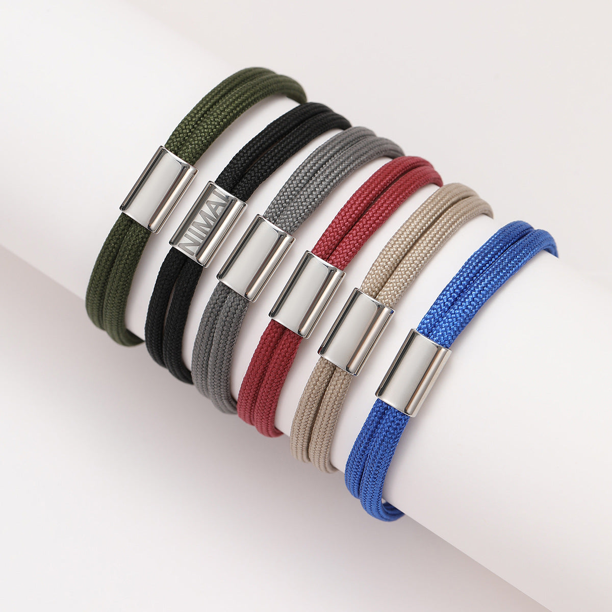 Fashion 18K Gold Plated Titanium Steel Adjustable Colorful Rope Bracelet Unisex Engravable Jewelry