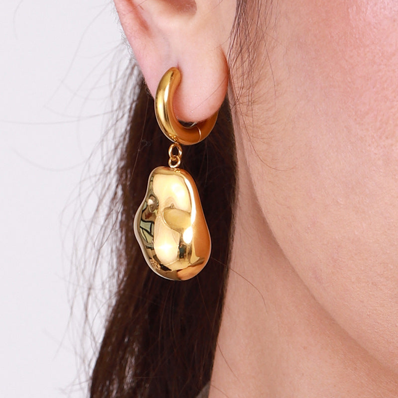 Luxury Elegant Geometric Round Plated Stainless Steel Earrings for Women
