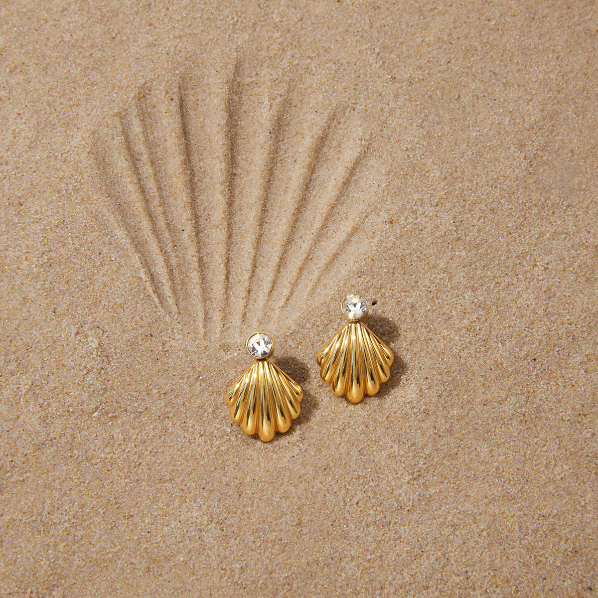 Minimalist Luxury Geometric Titanium Steel Earrings with Cubic Zirconia PVD Plated