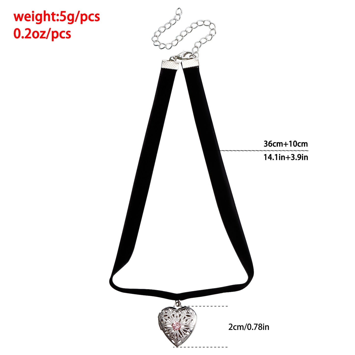 Minimalist Black Satin Ribbon Necklace with Openable Rhinestone Heart Pendant for Women