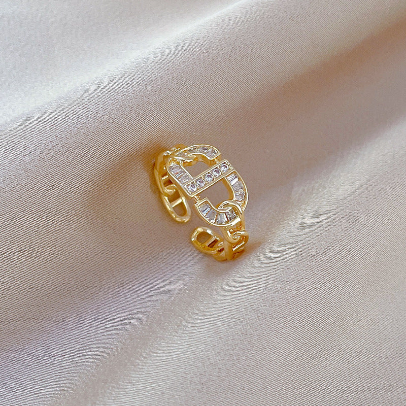 Anillo de latón con forma de corona estilo dibujo animado con baño de oro para mujer, banda abierta ajustable, joyería minimalista