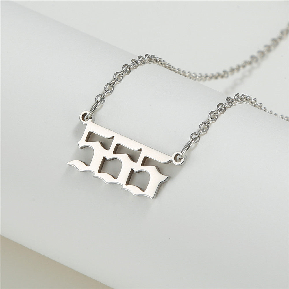 Number Stainless Steel Plated Alloy Pendant Box Chain Necklace