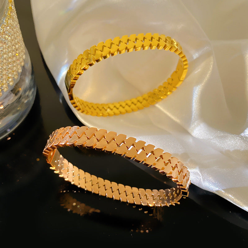 Vintage Polka Dot Plated Titanium Steel Double Layer Bracelet