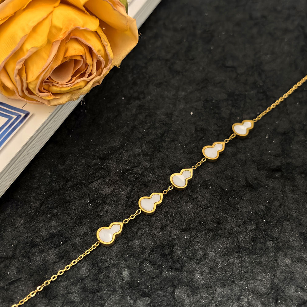 Minimalist Elegant Titanium Steel Plated Gourd Pendant Necklace for Women