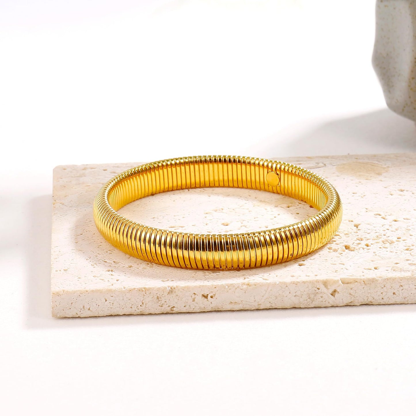 Vintage Punk Striped Round Plated Alloy Elastic Bangle Bracelet