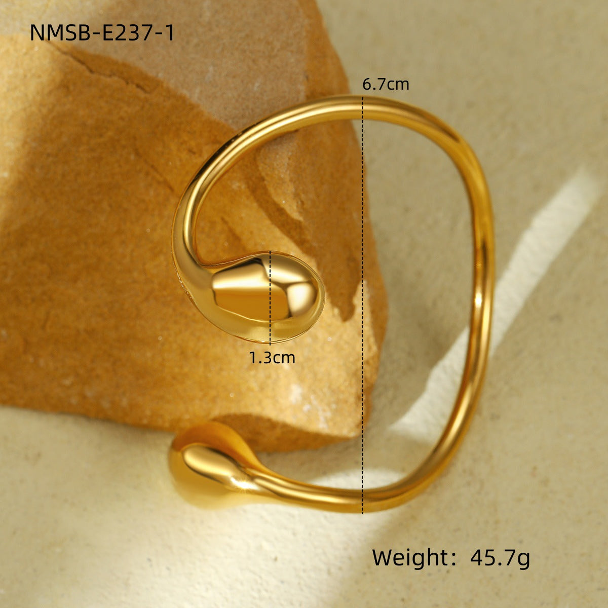 Fashion Minimalist Irregular Round Titanium Steel Bracelet Set with Electroplated Finish for Women