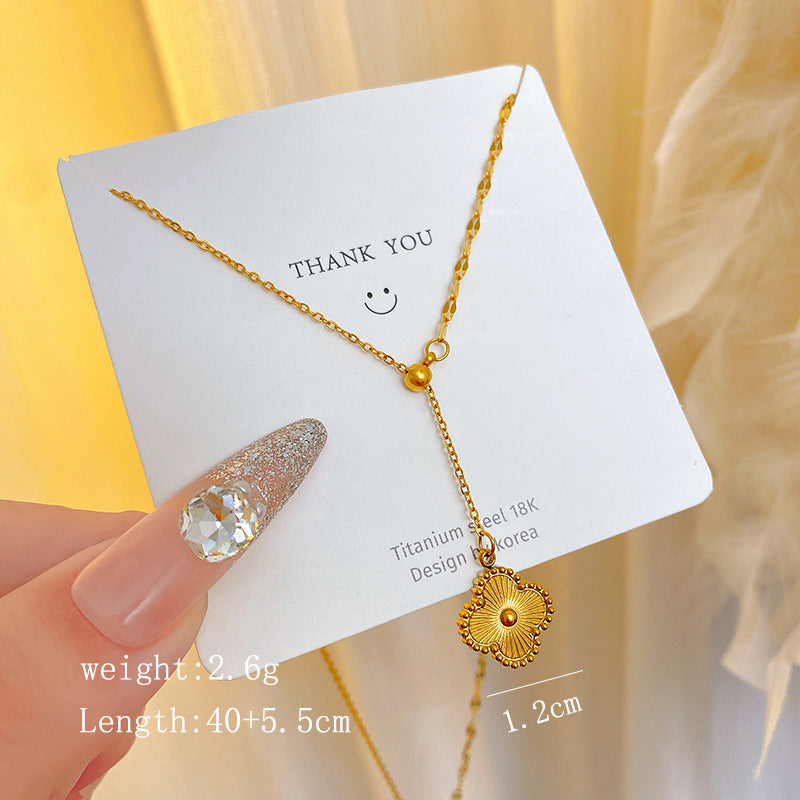 Sweet Geometric Titanium Steel Plated Tassel Necklace for Unisex