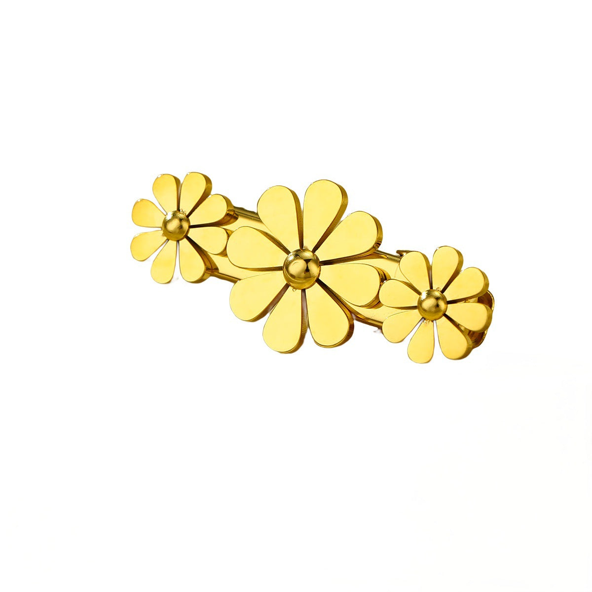 Elegante fermaglio per capelli da donna a forma di petalo, in acciaio inossidabile con intarsio in zircone, stile ufficio minimalista