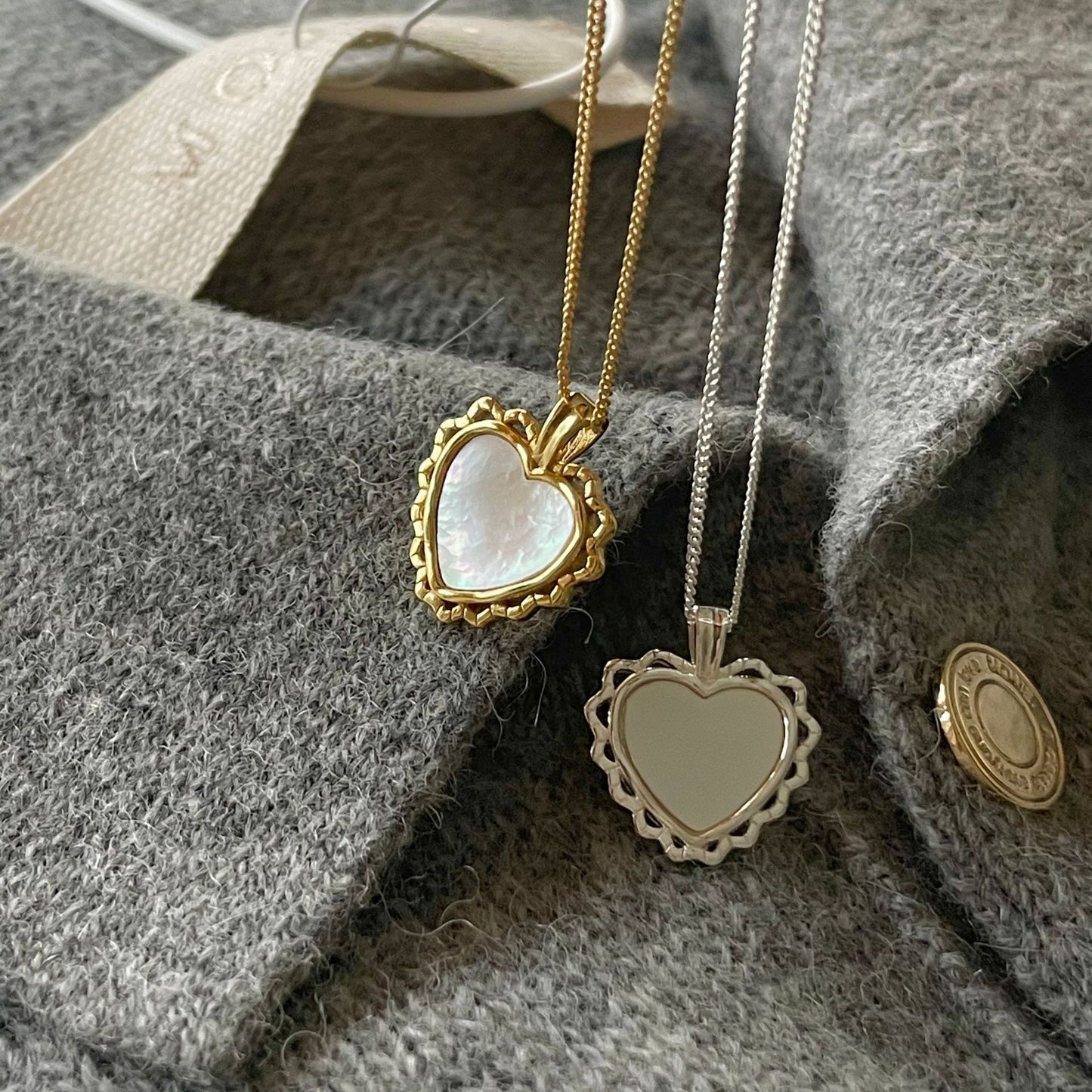 Minimalist Heart-Shaped 925 Sterling Silver Necklace with Shell Pendant for Women