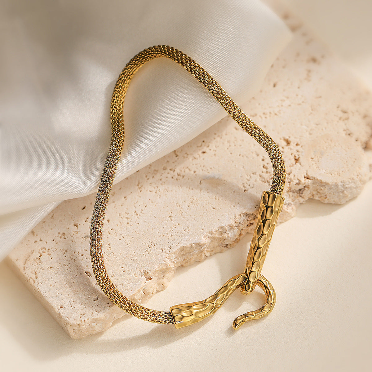 Minimalist Hip-hop Geometric Gold Plated Stainless Steel Necklace for Women