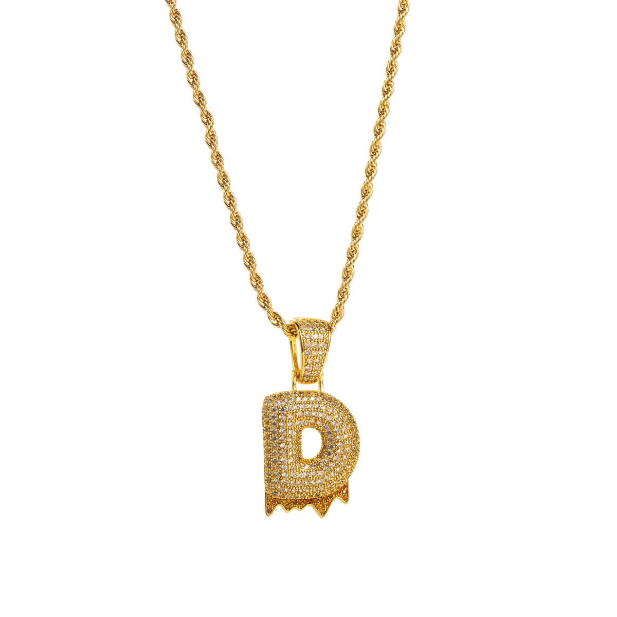 Collana con ciondolo a lettera "Sweet-Edgy" da donna in ottone con intarsio in zirconi cubici su catena a clavicola
