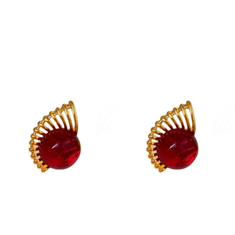Orecchini a perno con perla geometrica vintage di lusso in rame placcato con perni in acciaio per donna