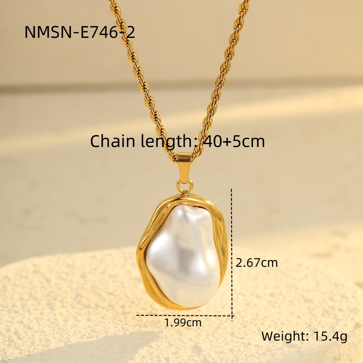 Collana pendente geometrica da donna alla moda in stile barocco, in acciaio al titanio placcato oro