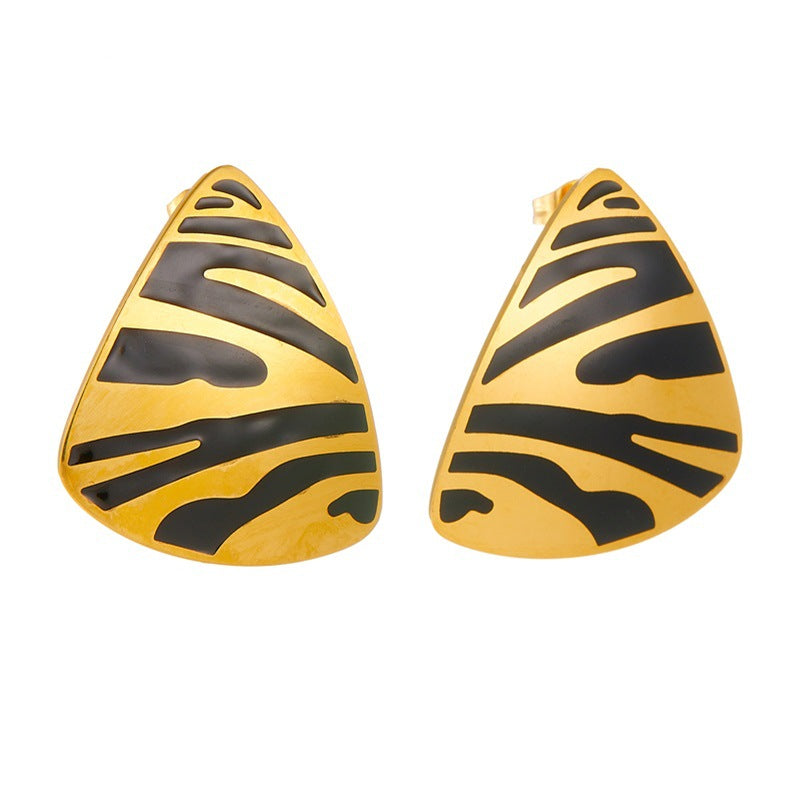 Pendientes de acero inoxidable bañados en oro con triángulos geométricos de estilo punk vintage para mujer