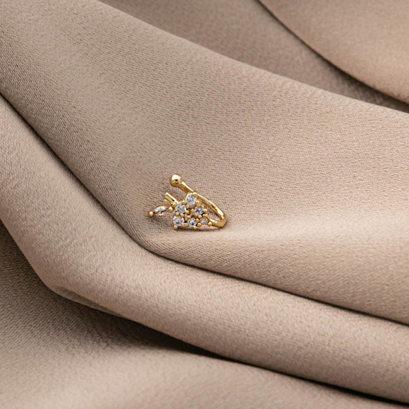 Minimalist Geometric U-Shaped Nose Clip Brass 18K Gold Plated Cubic Zirconia Adjustable Charm Bar