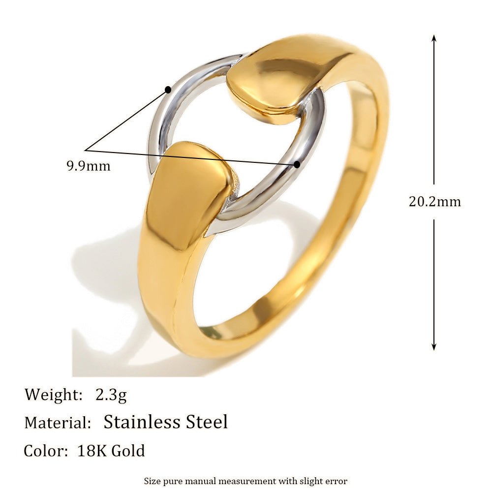 Anello da donna in acciaio inossidabile placcato oro 18 carati, design geometrico e minimalista