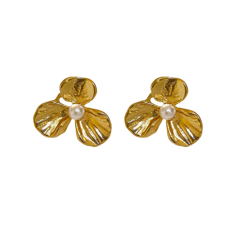 Orecchini a perno da donna geometrici floreali vintage in lega con finitura placcata, eleganti retrò