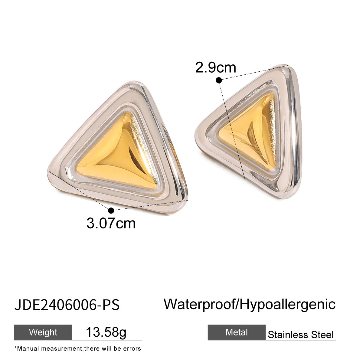 Geometric Triangle Stainless Steel Plated Stud Earrings for Women