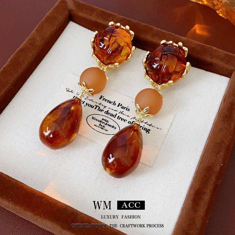 Vintage-Style Dripping Waterdrop and Geometric Alloy Earrings with Plated Silver-Plated Steel Posts for Women
