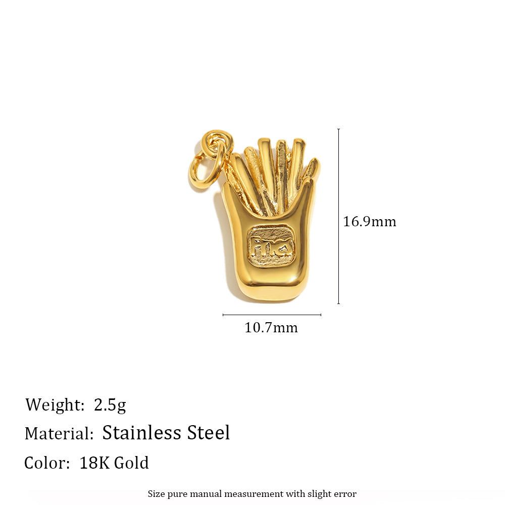 18K Gold Plated Stainless Steel Geometric Donut Charm Bar