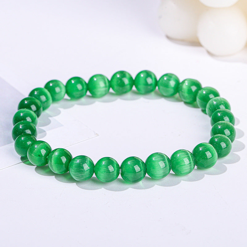 Elegant Round Cat's Eye Stone Beaded Bracelet for Women