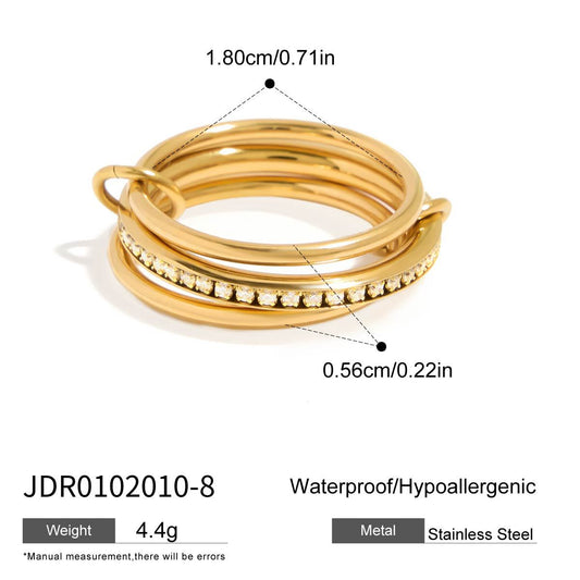 Anello da donna placcato in acciaio inossidabile geometrico