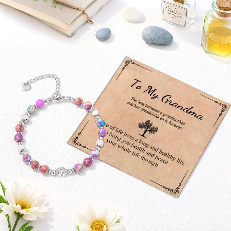 Natural Stone Geometric Round Beaded Charm Bar Unisex Gift