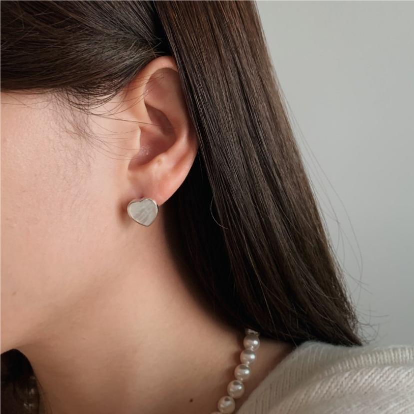 Minimalist Heart-Shaped 925 Sterling Silver Stud Earrings for Women with Gold Plating