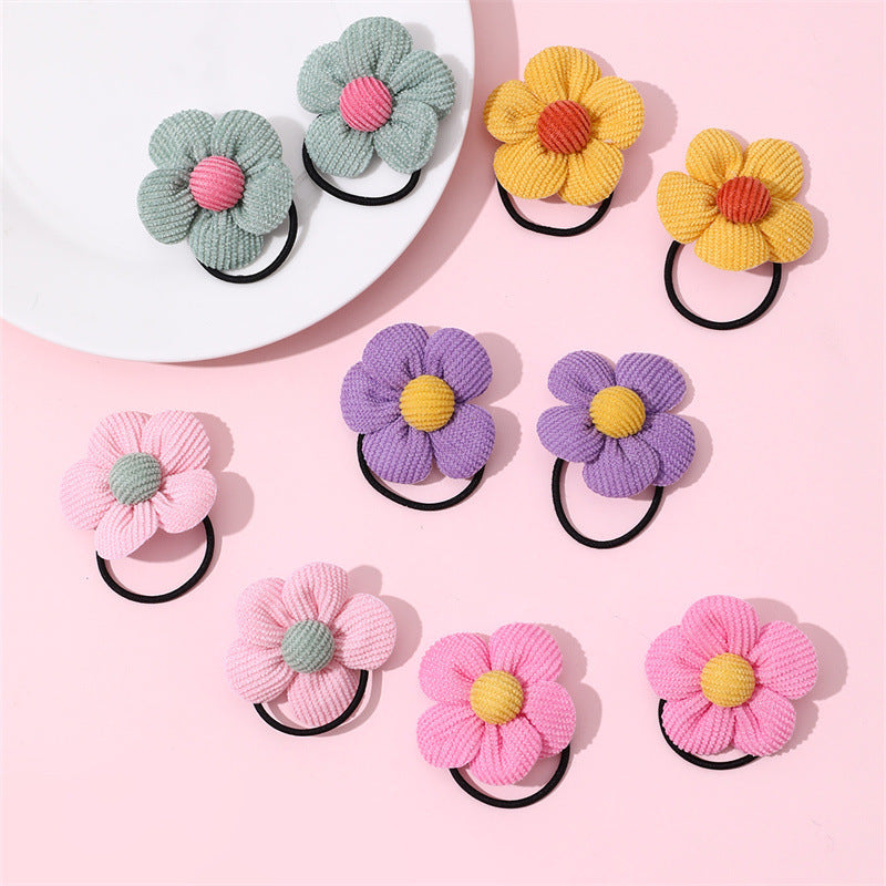 Set di Elastici per Capelli Floreali Carini per Bambini - Accessori per Capelli in Tessuto Colorati a Forma di Fiore, Confezione da 10 Pezzi