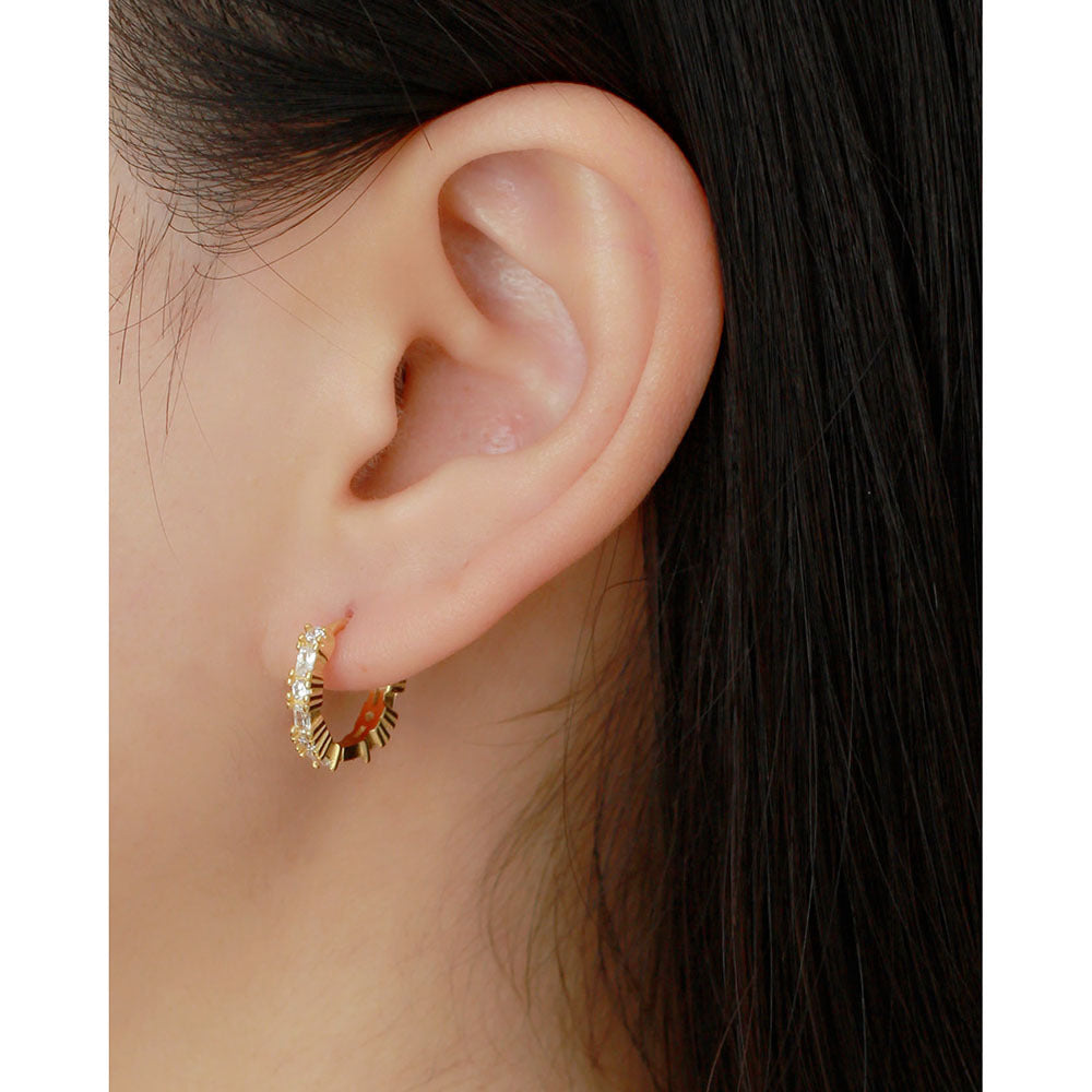 Minimalist Geometric S925 Sterling Silver Hoop Earrings with Rhinestone Inlay for Women and Men