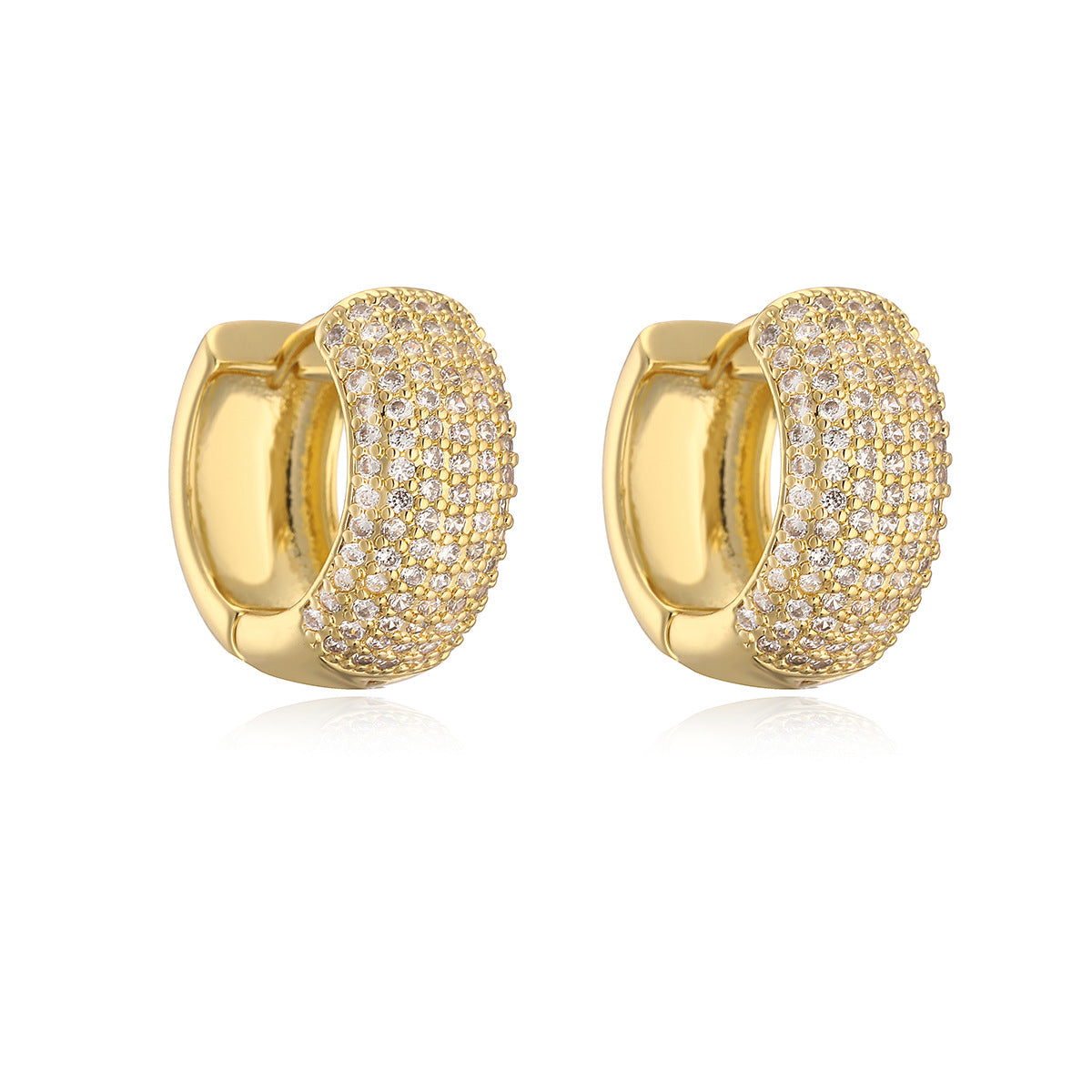 Orecchini geometrici minimalisti a forma di cuore in rame con placcatura in oro vero da donna